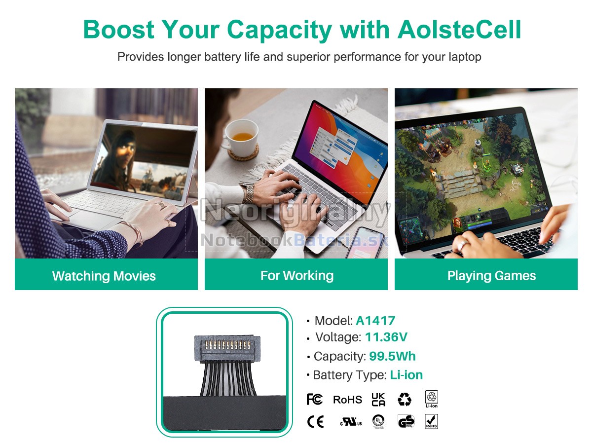 Náhradná batéria pre Apple MacBook Pro A1398 15 inch 2013 Retina