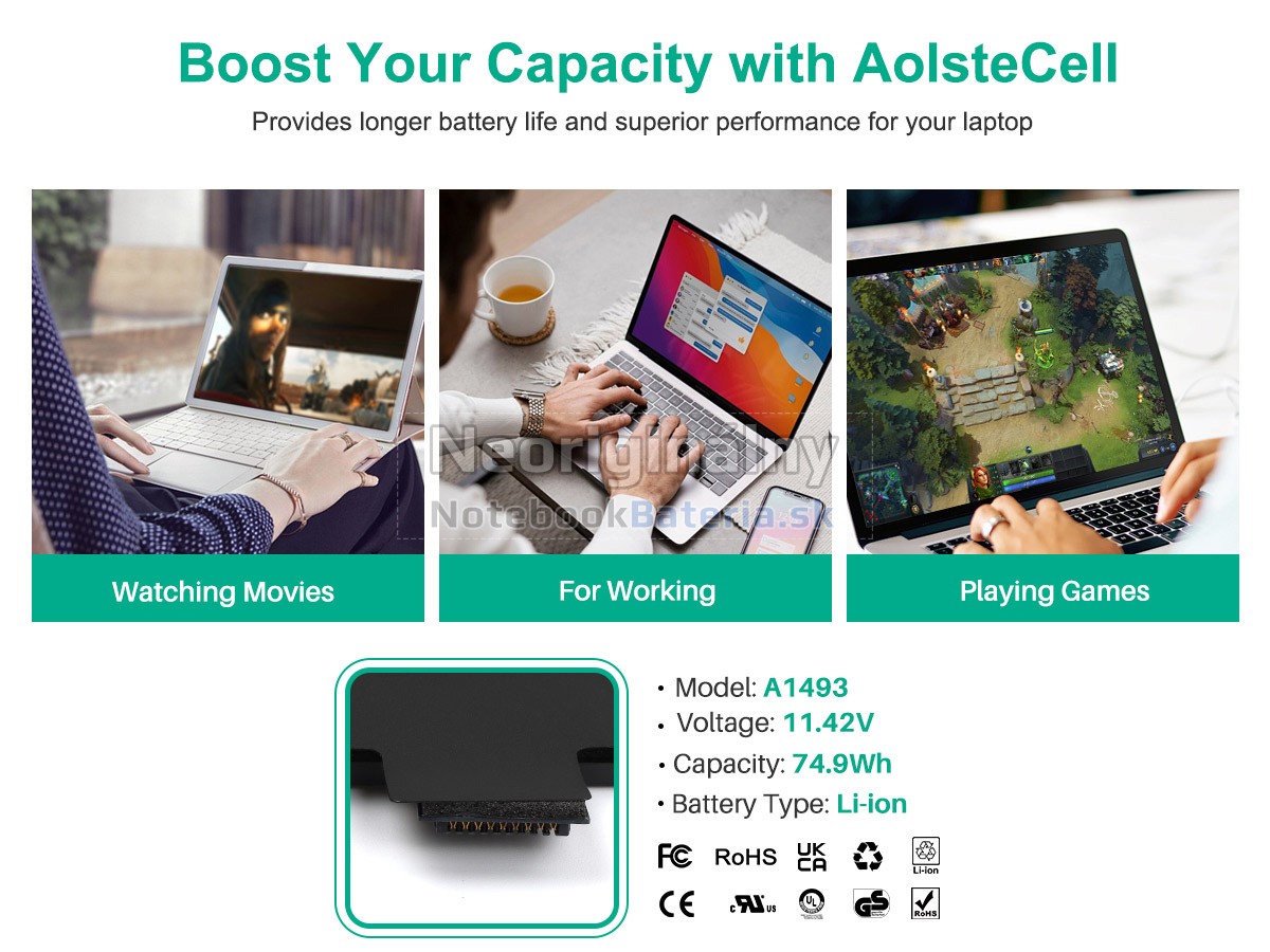 Náhradná batéria pre Apple MacBook Pro 13.3 inch Retina MGX92LL/A