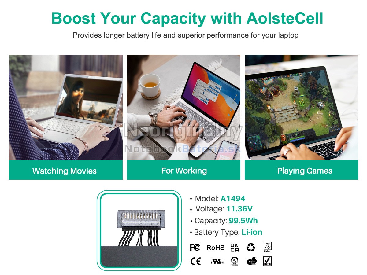 Náhradná batéria pre Apple MacBook Pro 15.4 inch Retina MGXC2LL/A