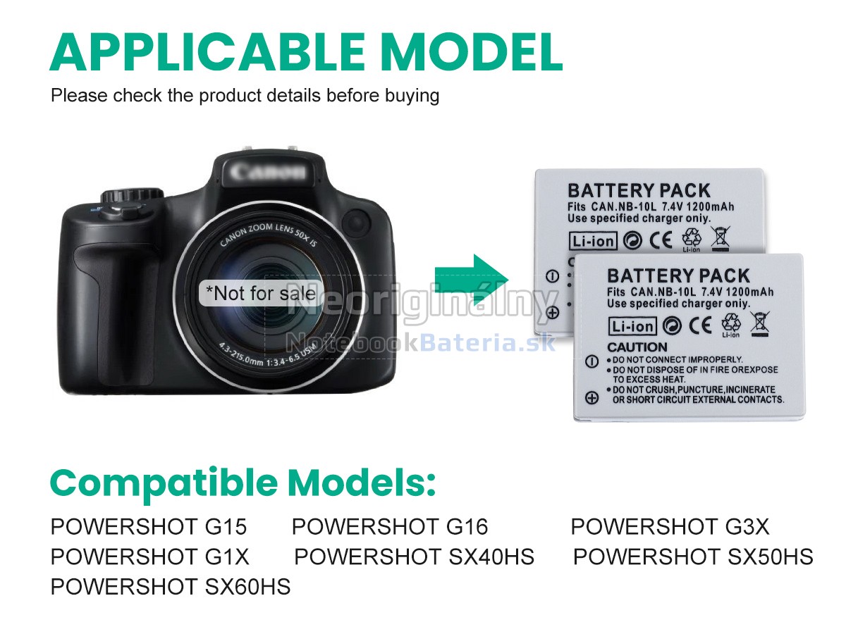 Náhradná batéria pre Canon POWERSHOT G3X